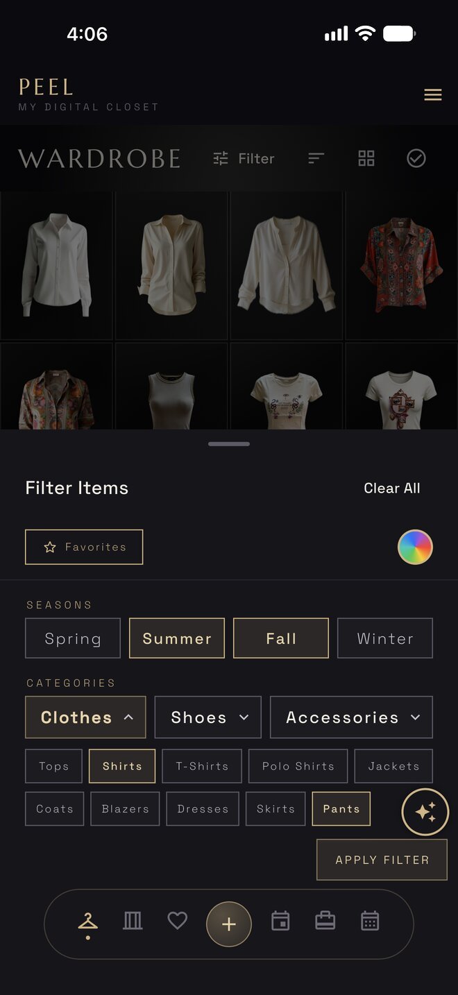 Filters screen