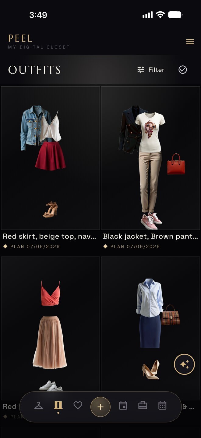 Outfits screen